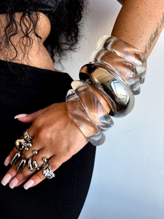 Bracelet acrylic, bangles en acier inoxydable